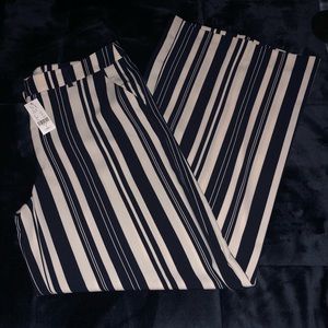 Navy Blue and White pinstripe Wide Leg Pants
